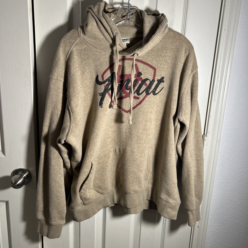 Ariat REAL Logo Brown Pullover Hoodie Fleece Women's Size Large
